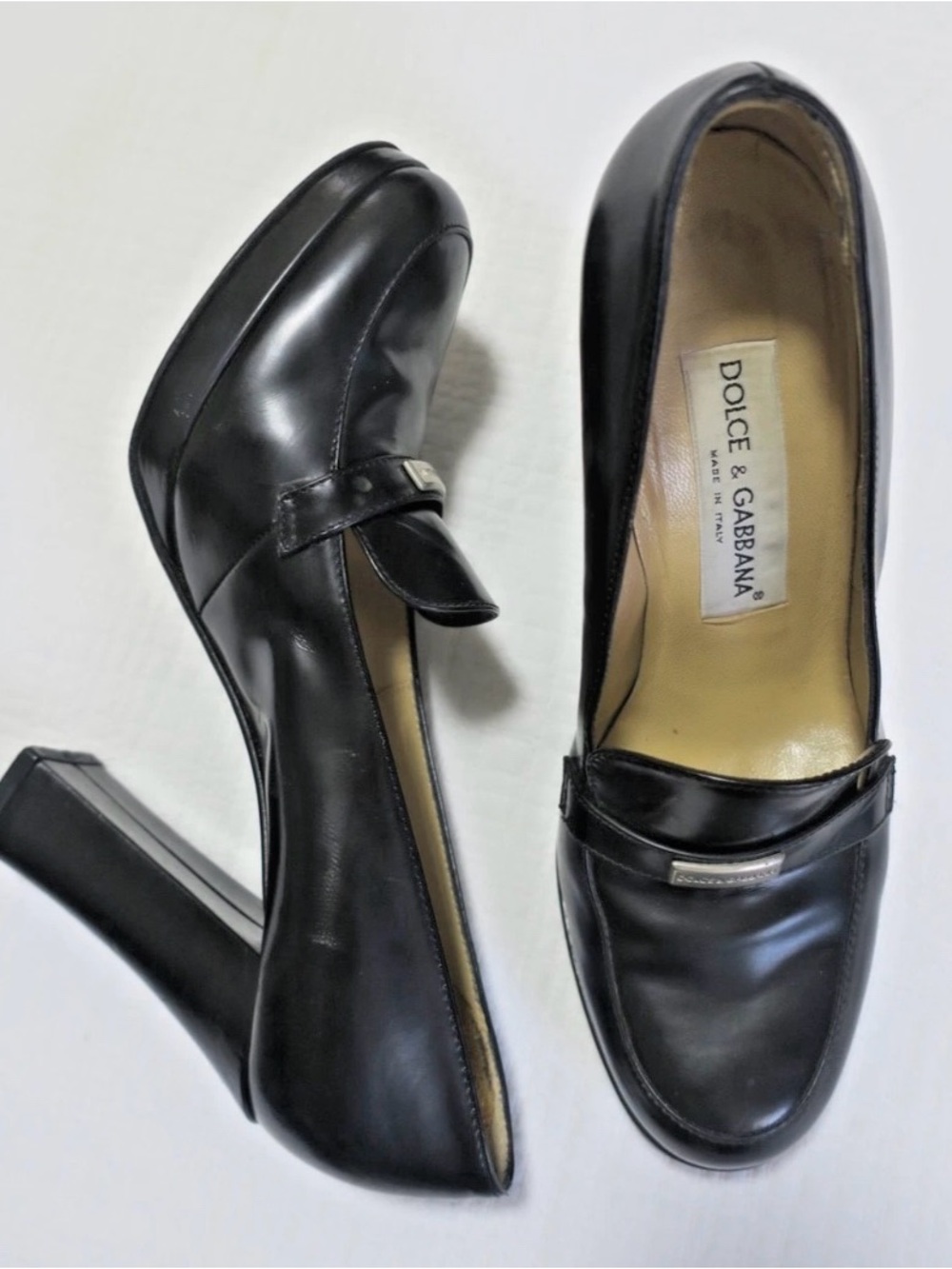 Dolce & Gabbana Black Leather Platform Loafers